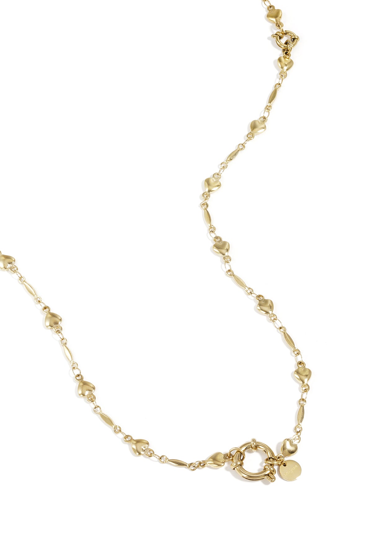 Detachable 2-in-1 Heart Station Chain Stainless Steel Necklace and Bracelet